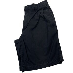 Cherokee Khakis Shorts Mens Size 30 Black Pleated Cotton Chino Casual‎